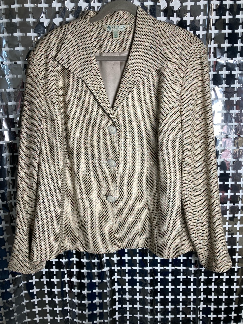 Austin Reed Neutral Beige Tweed Button Jacket